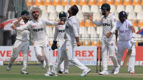 Pakistan players celebrate victory