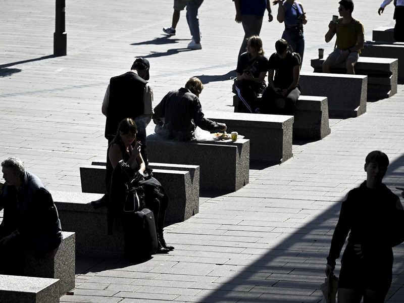 People in downtown Helsinki on 9 August 2024.